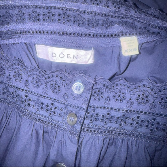 DOEN Saison Broderie Anglaise-trimmed Organic Cotton-poplin Midi Dress  XXS - Picture 9 of 15